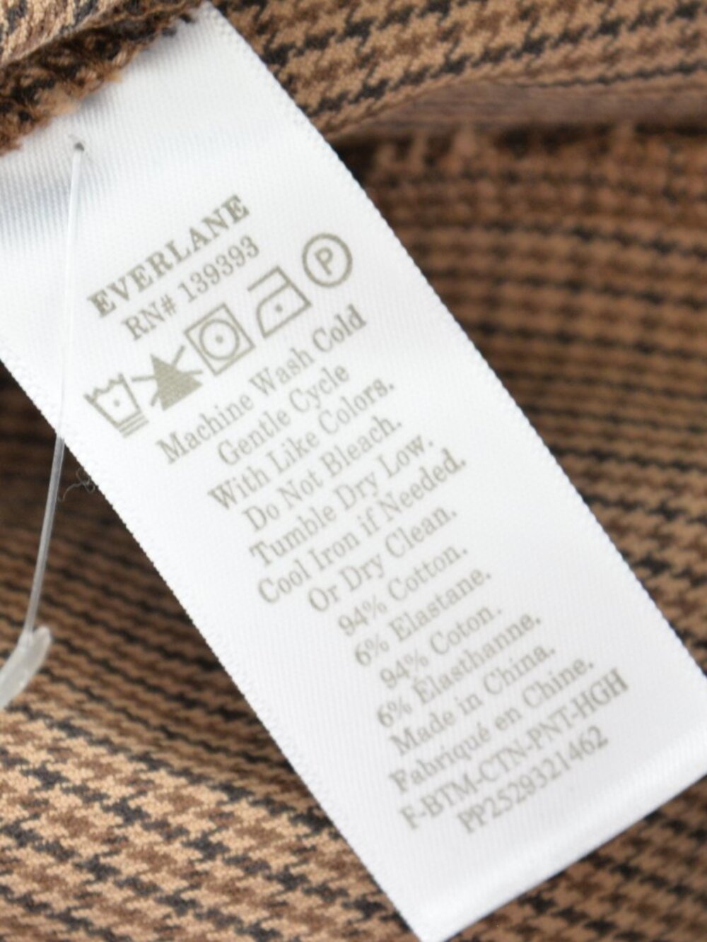 Everlane Kick Crop Work Pant Tan Houndstooth Sz 8 - Picture 7 of 7